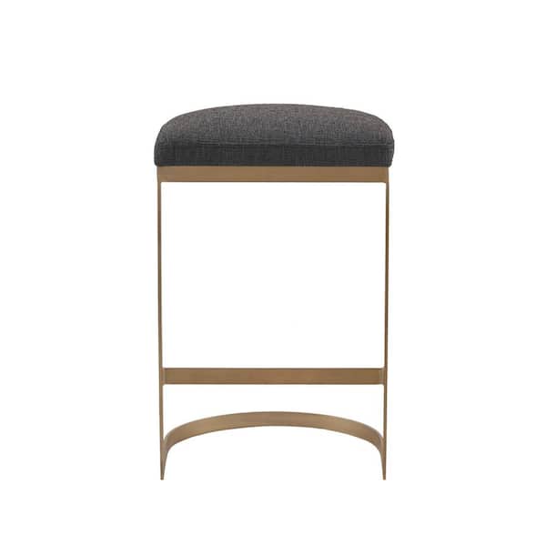 Marc 25 in. Charcoal/Antique Gold Wood Counter Stool