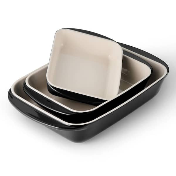 Tramontina Mae 3 Piece Ceramic Porcelain Enamel Bakeware Set-Black