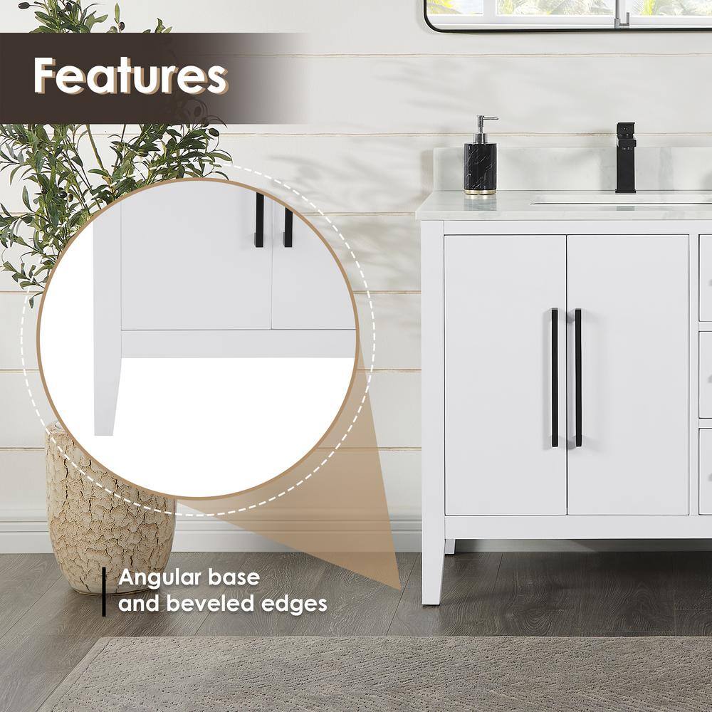 Laurel 36" White Wood Vanity with Calacatta Quartz Countertop