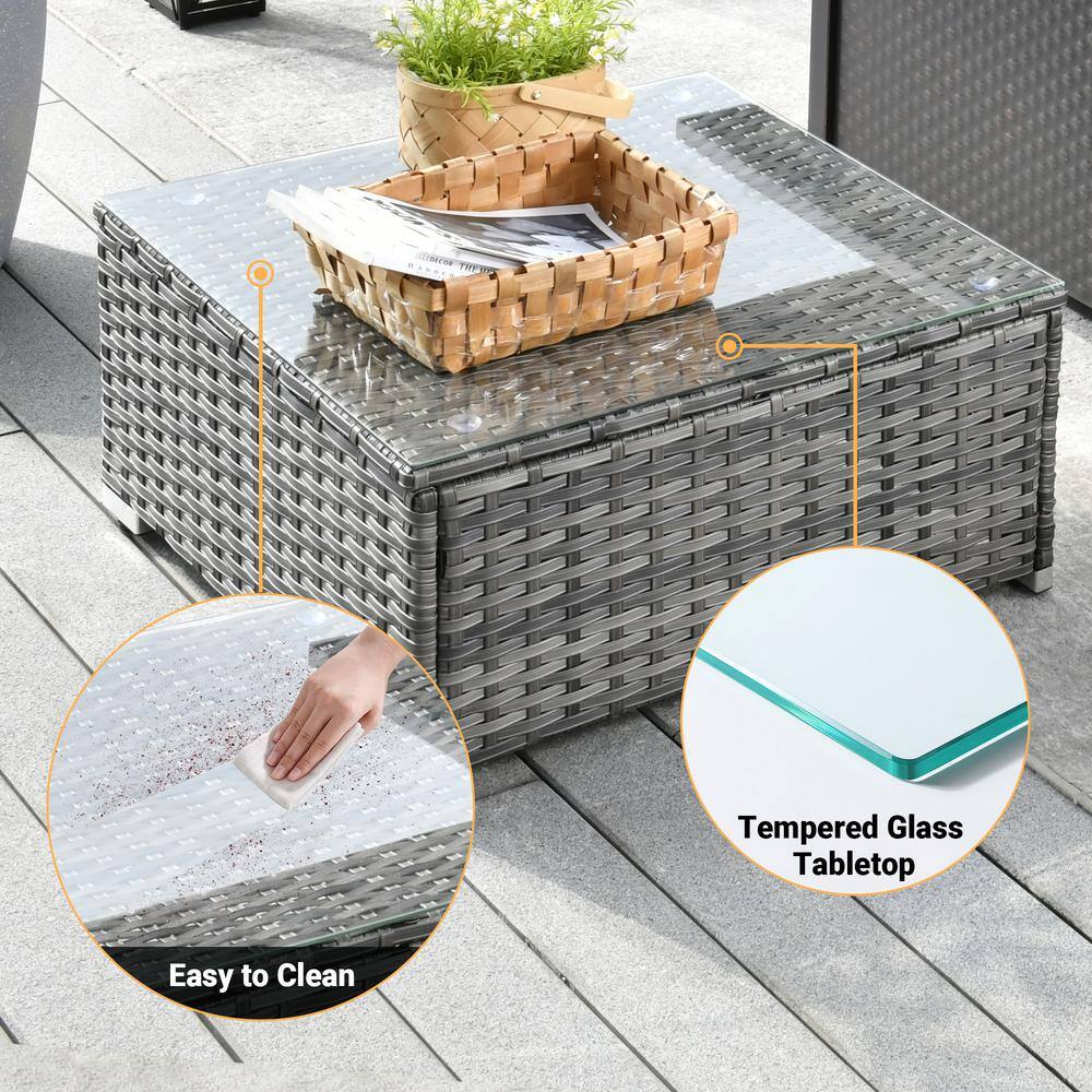 Gray Wicker 8-Piece Outdoor Sofa Set with Cushions