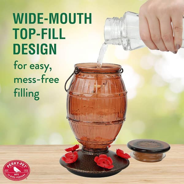 Prohibition Top-Fill Decorative Glass Hummingbird Feeder - 36 oz. Capacity