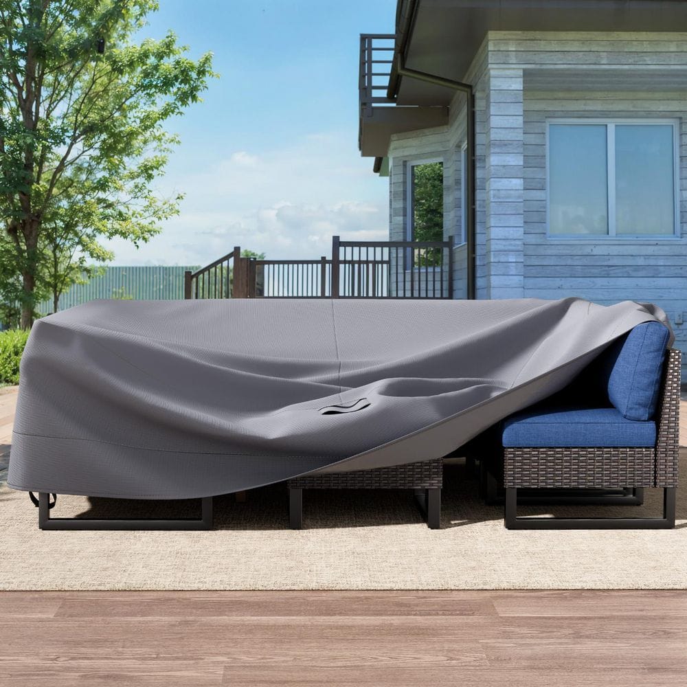 126 in. W x 68 in. D x 23 in. H Medium Gray Outdoor Conversation Set Patio Sofa Furniture 600D PVC Oxford Fabric Cover price history on PriceWatchPro