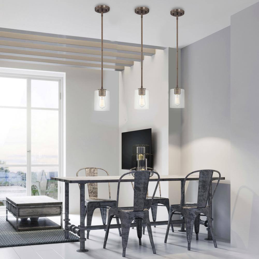Liam Bronze Mini Pendant with Clear Glass Shade