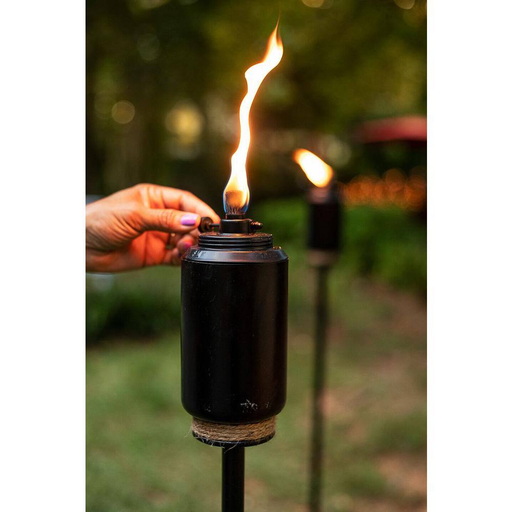 Adjustable Black Resin Tiki Torch with Rope Accent, 65 in