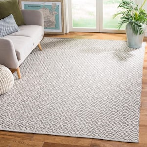 Montauk Ivory/Gray 6 ft. x 9 ft. Solid Geometric Striped Area Rug