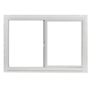 35.5 in. x 23.5 in. Utility Left-Hand Single Slider Vinyl Window Single Glass and Screen - White