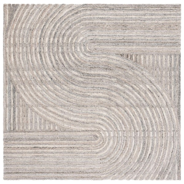 Southampton 3 ft. x 3 ft. Beige Meander Striped Square Area Rug