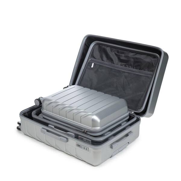 LIVACA 3-Piece Silver ABS Plastic Hardside Spinner Wheel Luggage