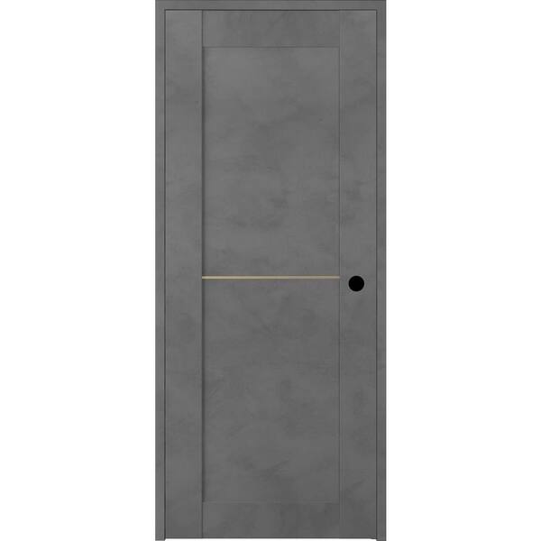 Belldinni Vona 07 1H Gold 24 in. x 80 in. Left-Handed Solid Core Dark Urban Textured Wood Single Prehung Interior Door