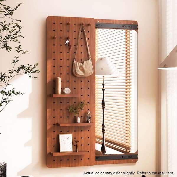Brown 15.75 in.W x 47.64 in. H Rectangle Rubber Wood Framed Mirror