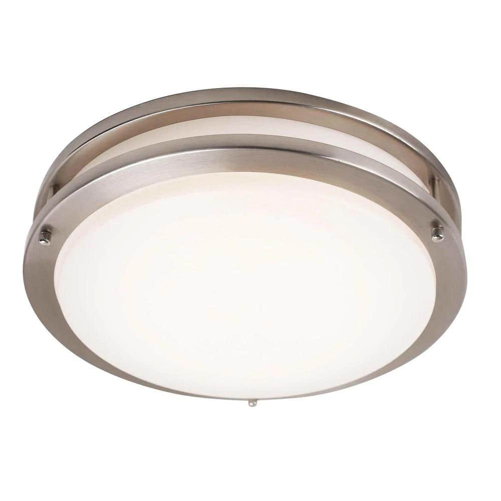 Bulb BN 13 in. 1-Lights Brushed Nickel LED Flush Mount
