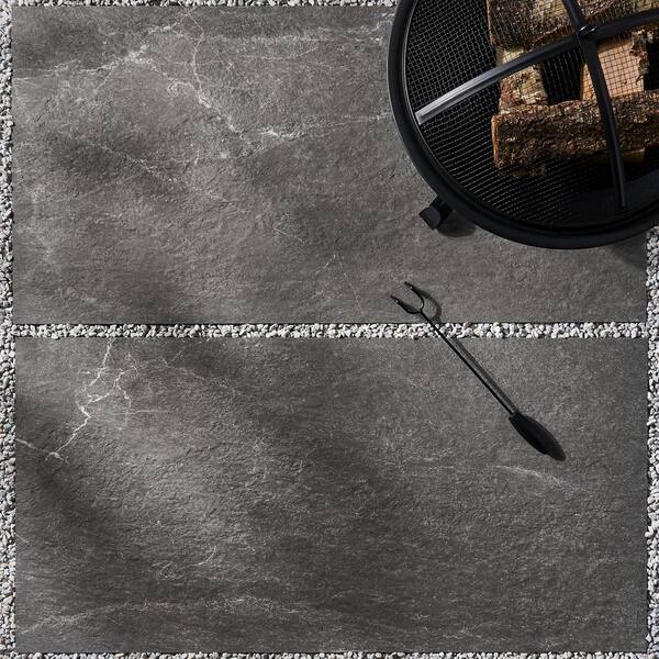 Ivy Hill Tile LithoTech 23.62 in. x 47.24 in. x 0.78 in. Graphite Gray Matte Porcelain Floor Paver Tile (7.74 sq. ft./Each)