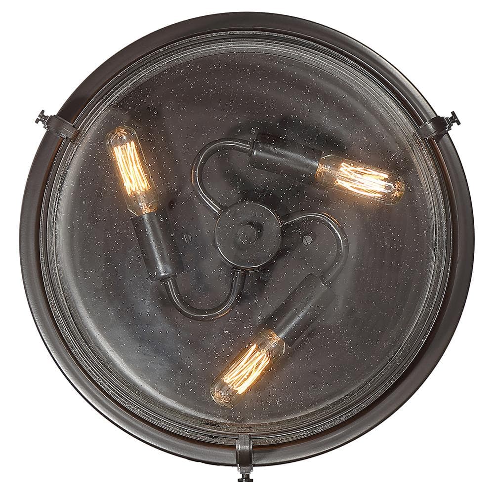 Palladian Bronze 14.75" Indoor/Outdoor Glass Bowl Flush Mount