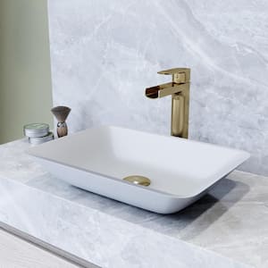 Matte Shell Sottile White Glass 18 in. L x 13 in. W x 4 in. H Rectangular Vessel Bathroom Sink