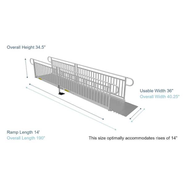 PATHWAY 3G 14 ft. Wheelchair Ramp Kit with Solid Surface Tread and Vertical Picket Handrails