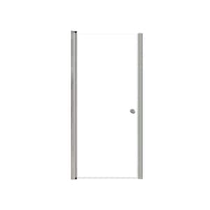 Lyna 32 in. W x 70 in. H Pivot Frameless Shower Door in Brushed Stainless with Clear Glass