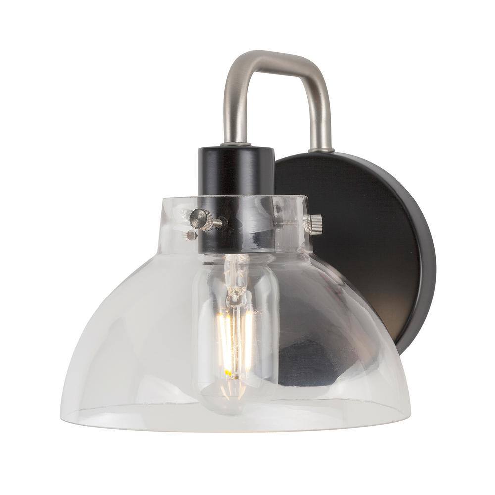 Della 1-Light Black and Brushed Nickel Wall Sconce Vanity Light with Clear Glass price history on PriceWatchPro
