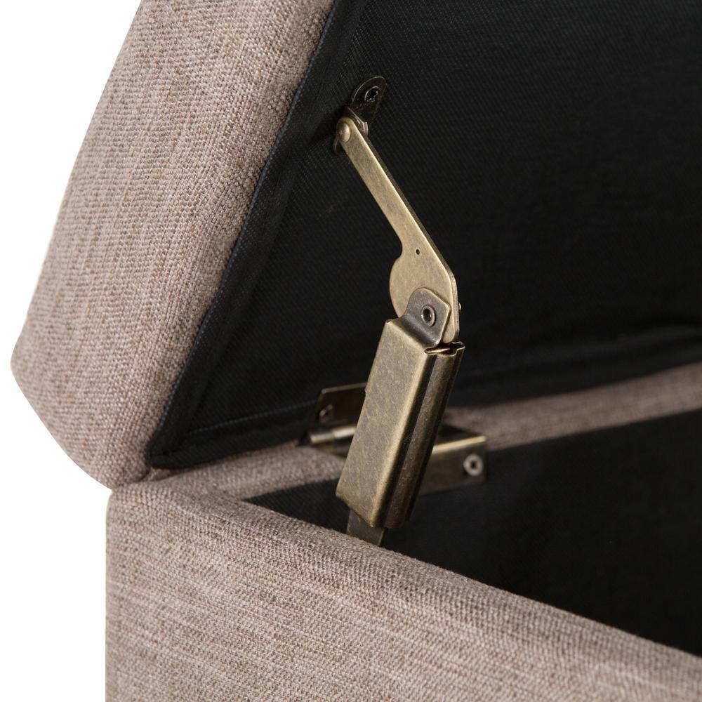 Fawn Brown Polyester Rectangular Storage Ottoman with Edge Stitching