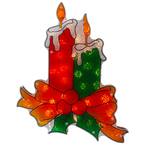 17 in. Lighted Holographic Candle Christmas Window Silhouette Decoration