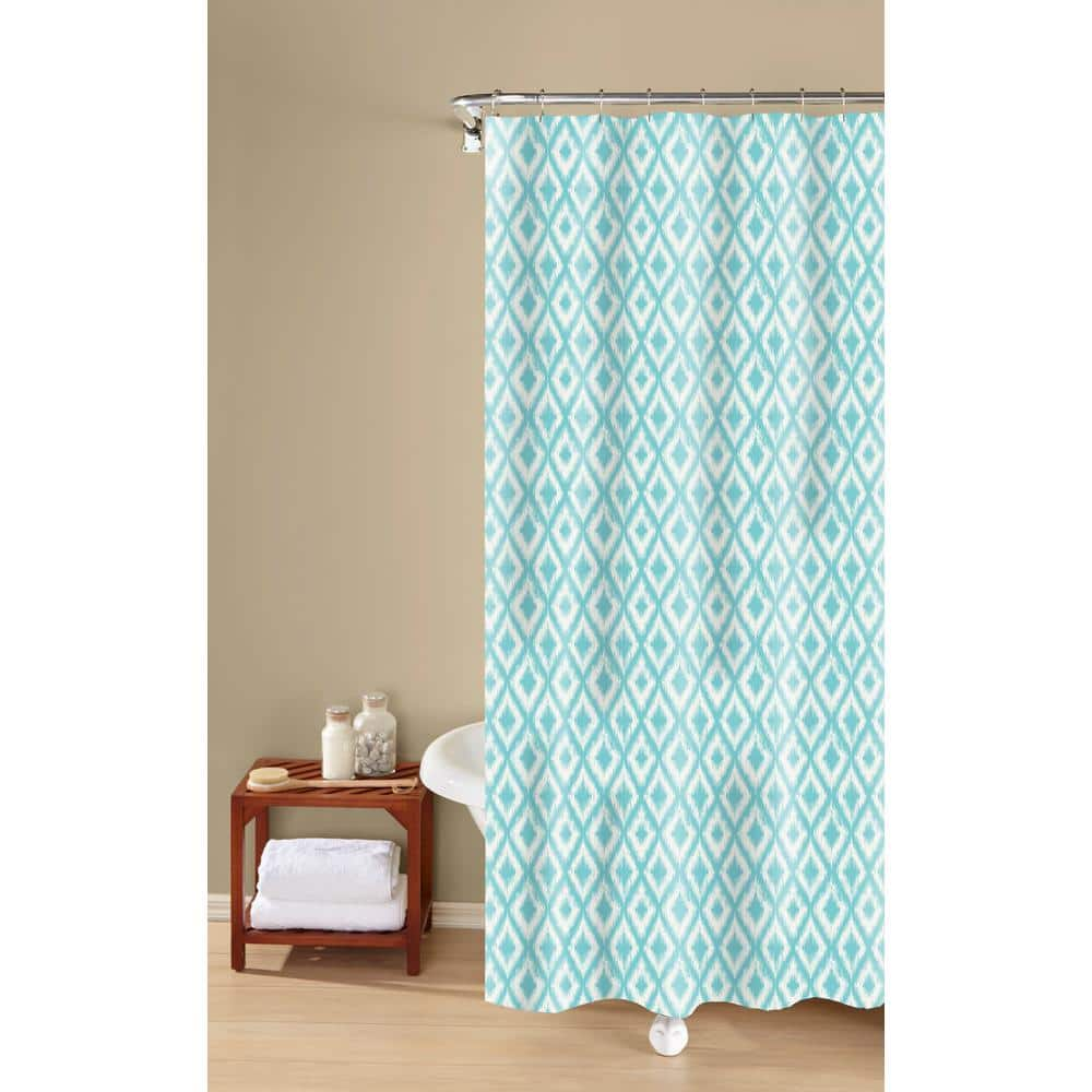 Reviews For Inspired Surroundings Ikat Shower Curtain Sc10934aqua The Home Depot