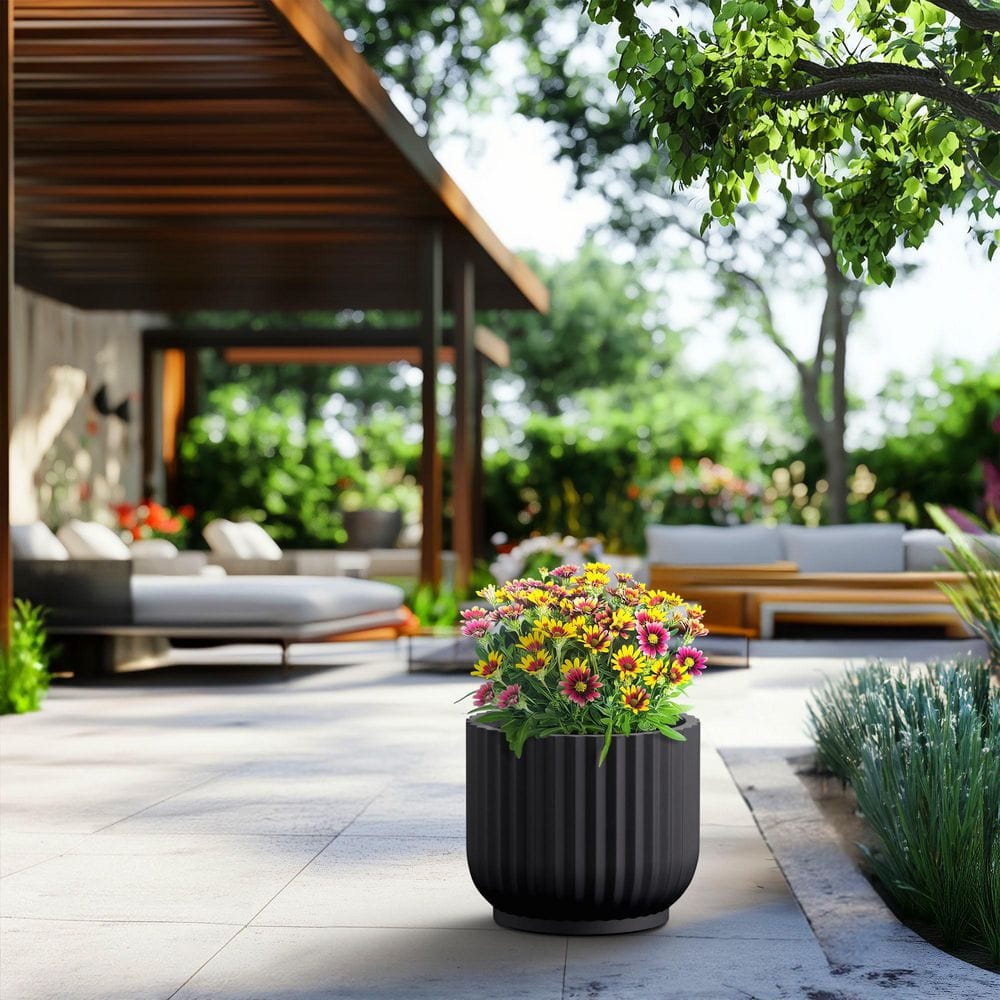 14 in. Medium Charcoal Black(Enhanced Core) Concrete Round Planter / Pot with Drainage Holes price history on PriceWatchPro