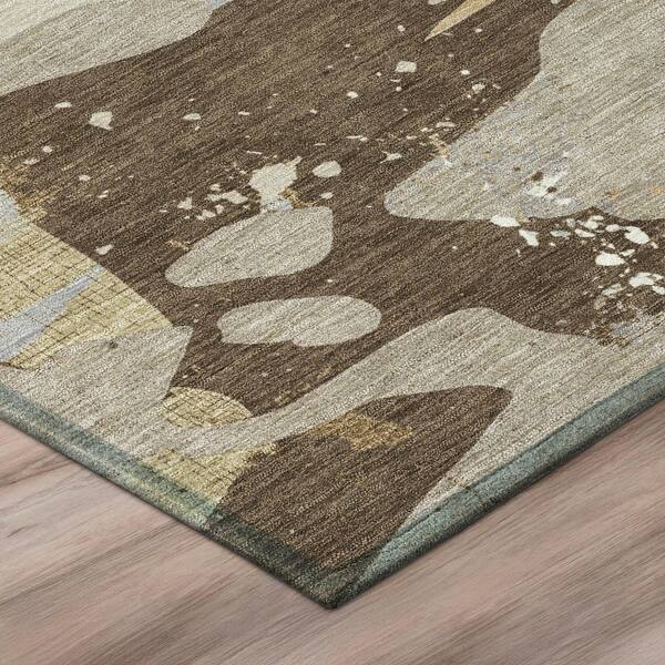 Chantille Machine Washable Indoor/Outdoor Abstract ACN3058 Chocolate 8 ft. x 10 ft. Area Rug