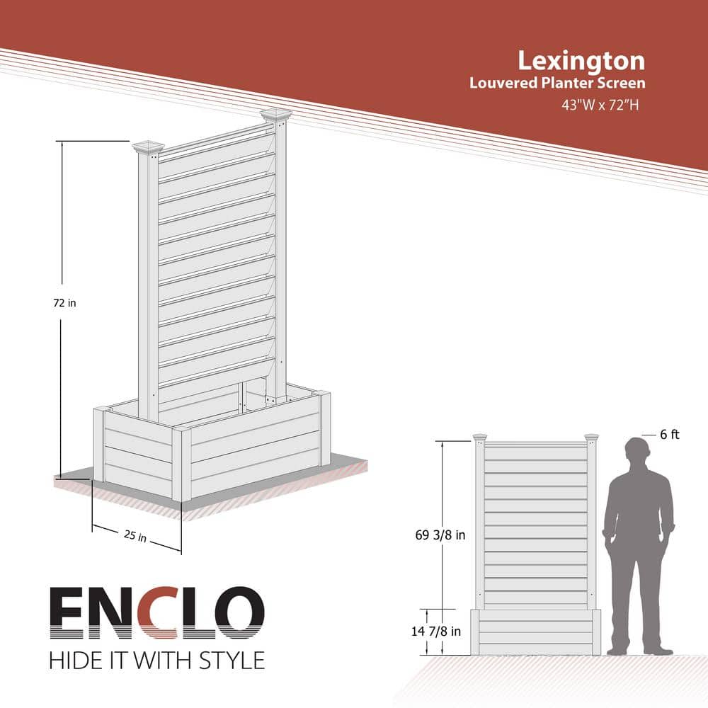 Lexington 6ft White Vinyl Privacy Screen with Planter Box
