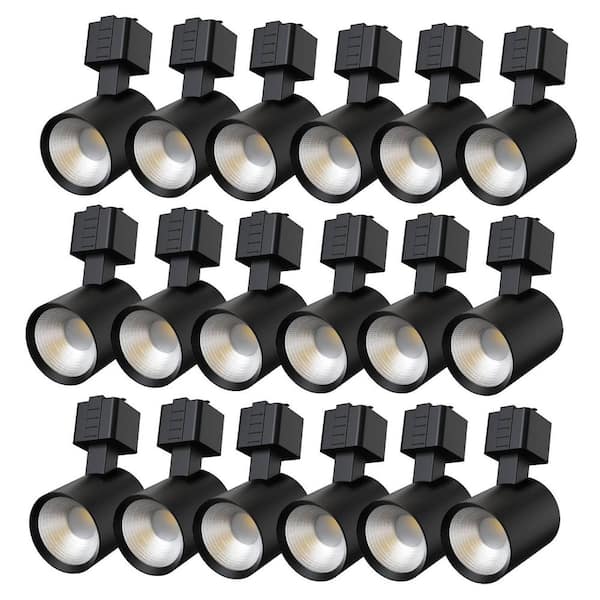 J-Type Track Head, Soft Black, Integrated LED Fixed Track Lighting, Cylinder, 5CCT, 800LM CRI90 (18-Pack)