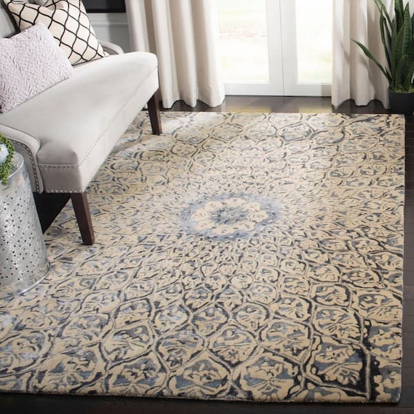 Allure 8 ft. x 10 ft. Ivory/Charcoal Radial Floral Area Rug