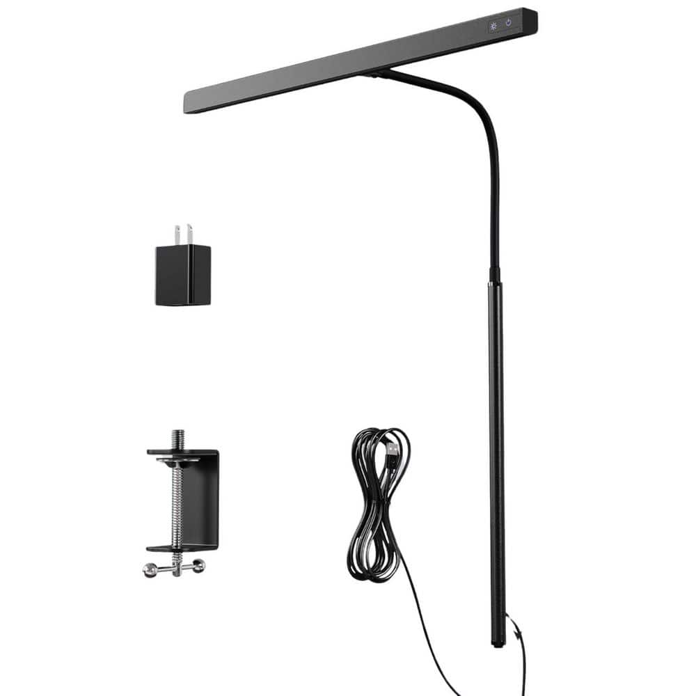 LED Desk Lamp for Office Home Light Adjustable Gooseneck 12W Touch Control Dimmable Brightness Clamp with USB Adapter