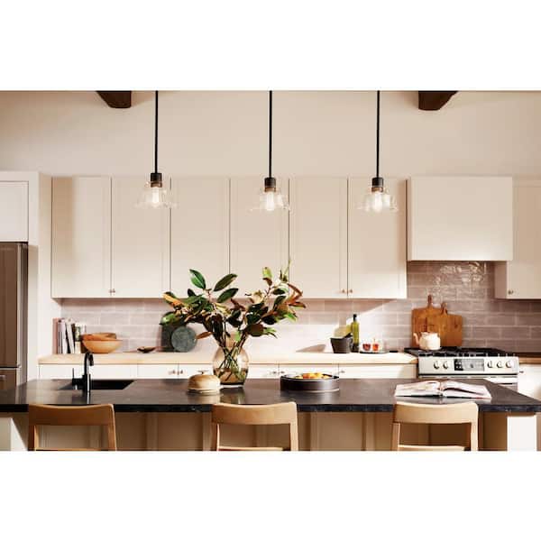 Eastmont 1-Light Black Vintage Industrial Standard Kitchen Mini Pendant Hanging Light with Clear Glass