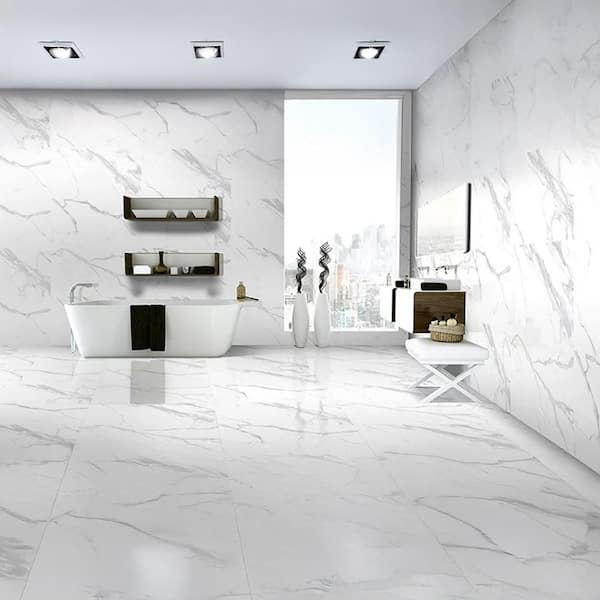 Apollo Tile Veneto 23.6 in. x 47.2 in. Polished Statuary White