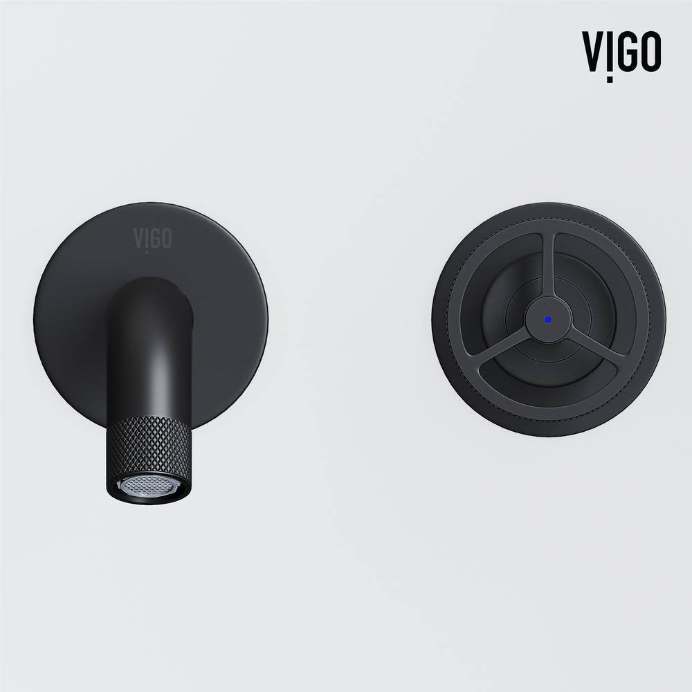Cass Industrial-Chic Matte Black Nickel Wall Mount Bathroom Faucet