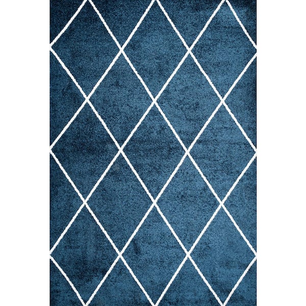 Cole Minimalist Diamond Trellis Navy/White 3 ft. x 5 ft. Area Rug