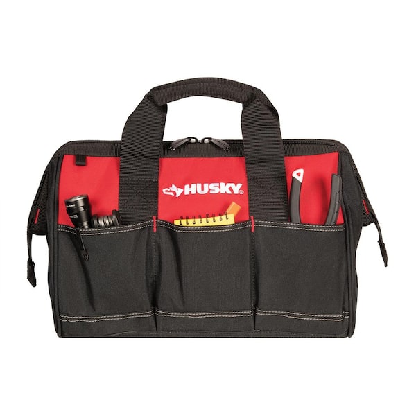 Husky 15 in. 8-Pocket Red Tool Bag with Zippered Top HD60015-TH