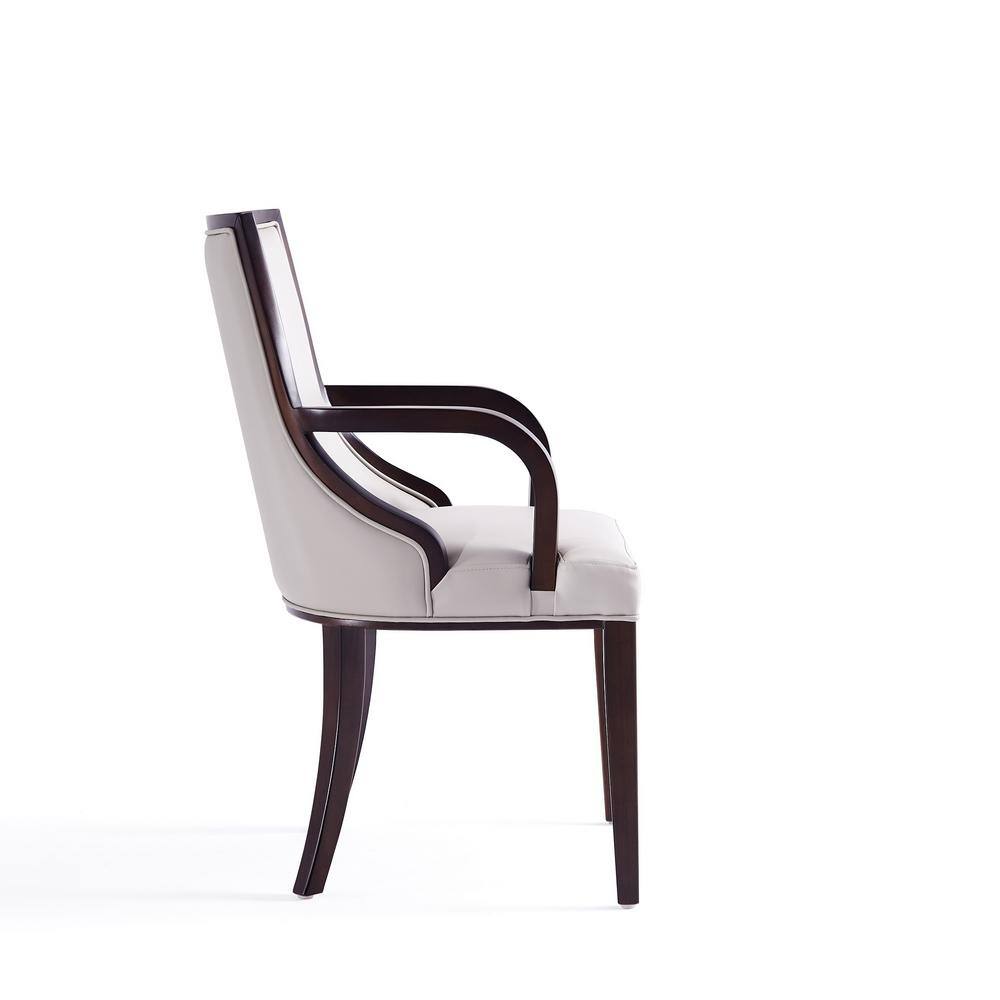 Elegant Gray Faux Leather Upholstered Armchair with Beech Wood