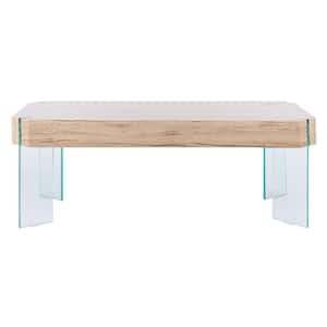 Katelyn 44 in. Natural/Glass Rectangle Coffee Table