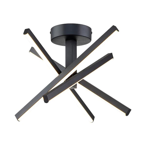 RRTYO Highlandville 15 in. 4-Light Black LED Sputnik Semi-Flush Mount