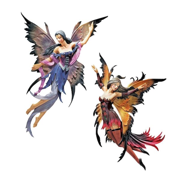 Design Toscano 14 in. H Fairies of the Enchanted Grove Rowan and Willow Wall Sculptures (Set of 2)
