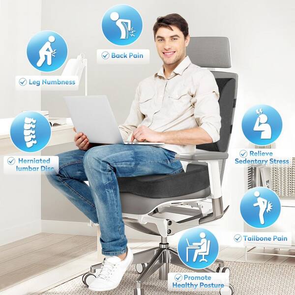 Back Pain Office Depot Chair Cushion Angel Sar Grey X-Large Seat