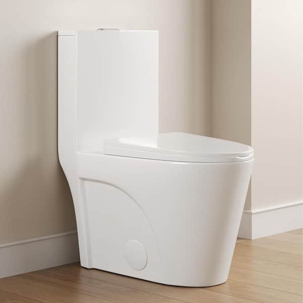 CATALINA 12 in. Rough-In 1/1.6 GPF Dual Flush One Piece Toilet in Gloss White with Soft Closing Seat