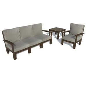 Bespoke Deep Seating 1-Piece Plastic Outdoor Couch Chair and Side Table with Cushions