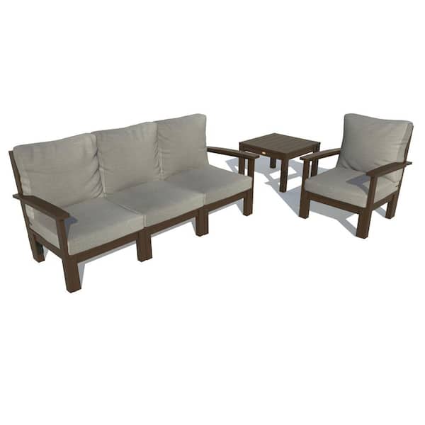 Highwood Bespoke Deep Seating 1-Piece Plastic Outdoor Couch Chair and Side Table with Cushions