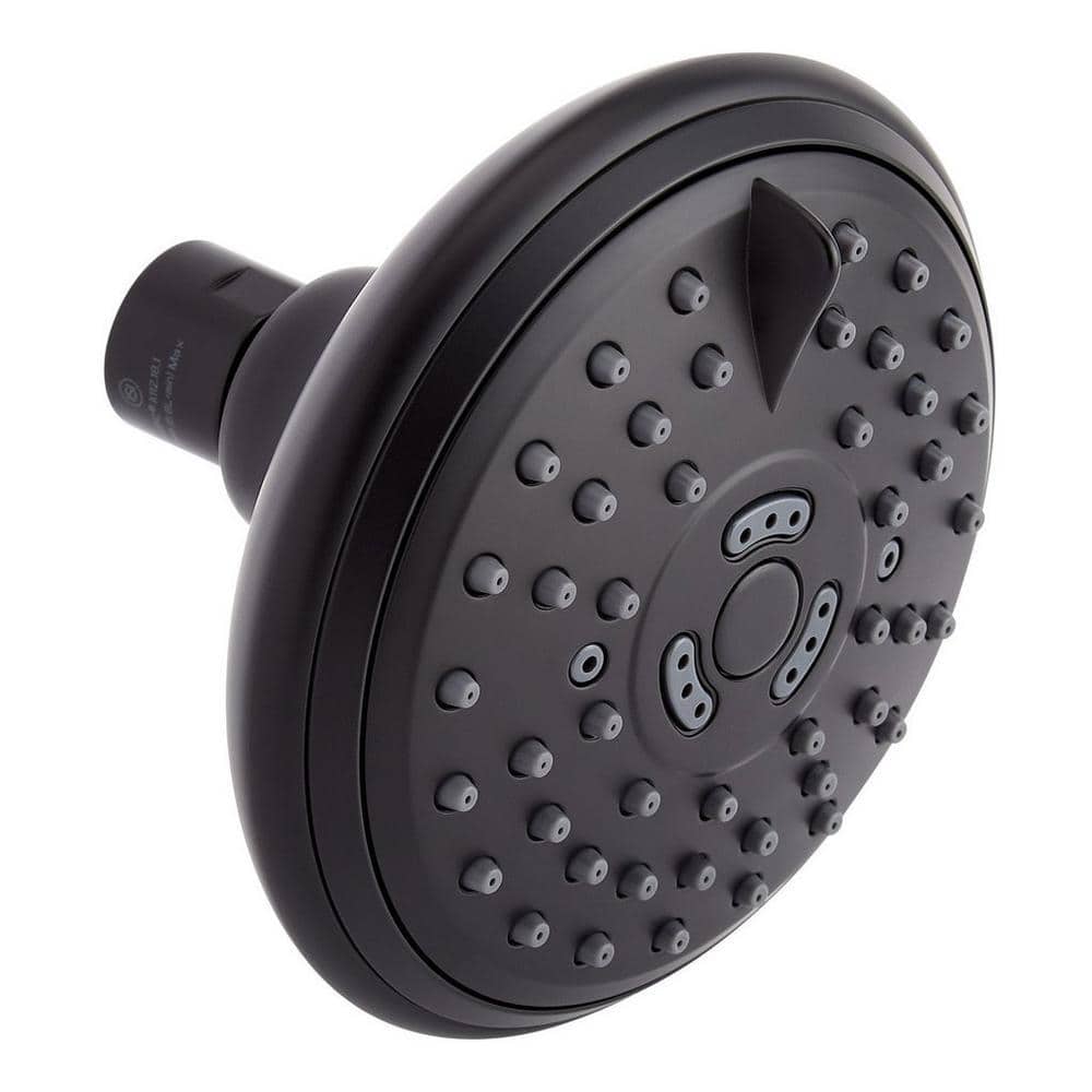 SIGNATURE HARDWARE 3-Spray Patterns with 1.75 GPM 4.5 in. Wall Mount Full Fixed Shower Head with No Additional Features in Matte Black