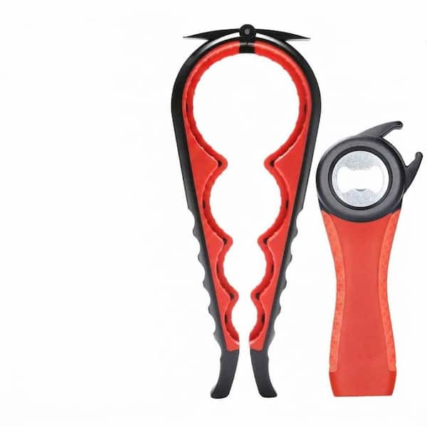 Adjustable Grip Jar Opener with Bottle Opener and Ring Pull Can Opener for Seniors and Arthritis Low Strength