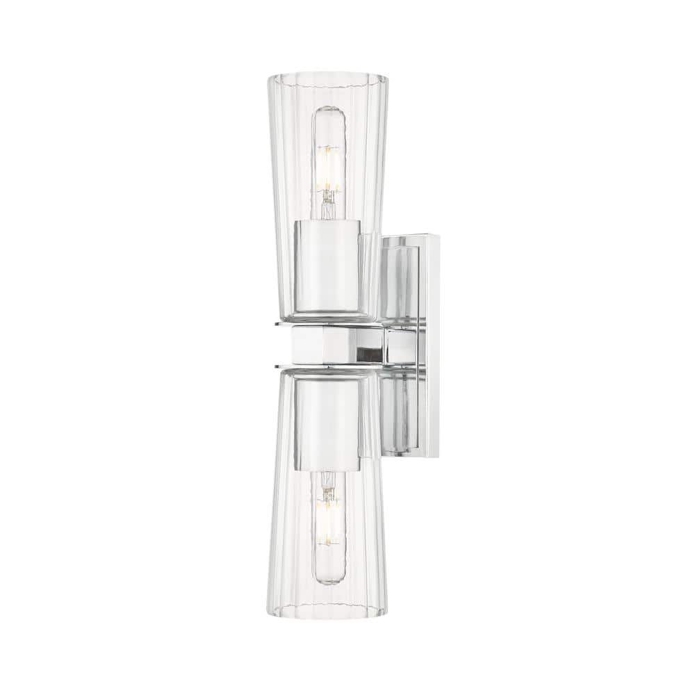 Titus 2-Light Chrome Wall Sconce with Clear Glass Shade