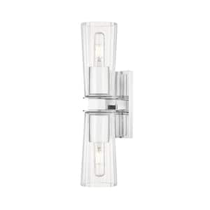 Titus 2-Light Chrome Wall Sconce with Clear Glass Shade