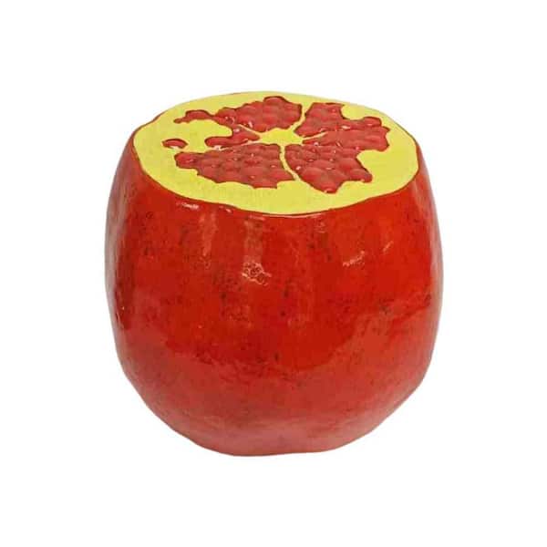 13.78 in. Red Resin Pomegranate Outdoor Side Table