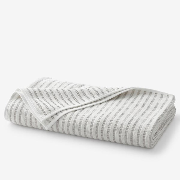 The Company Store Ruched Stripe Gray Cotton King Blanket