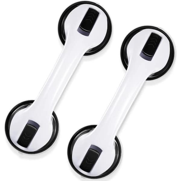 Adrinfly 12 in. Concealed Screw Strong Suction Shower Grab Bars in Black